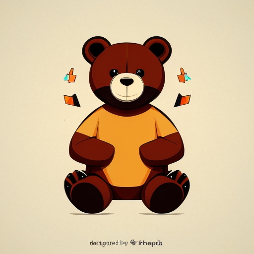 Cartoon bear; bold,, 2D, and thick-lined cartoon style characterized by simplistic, geometric character designs
