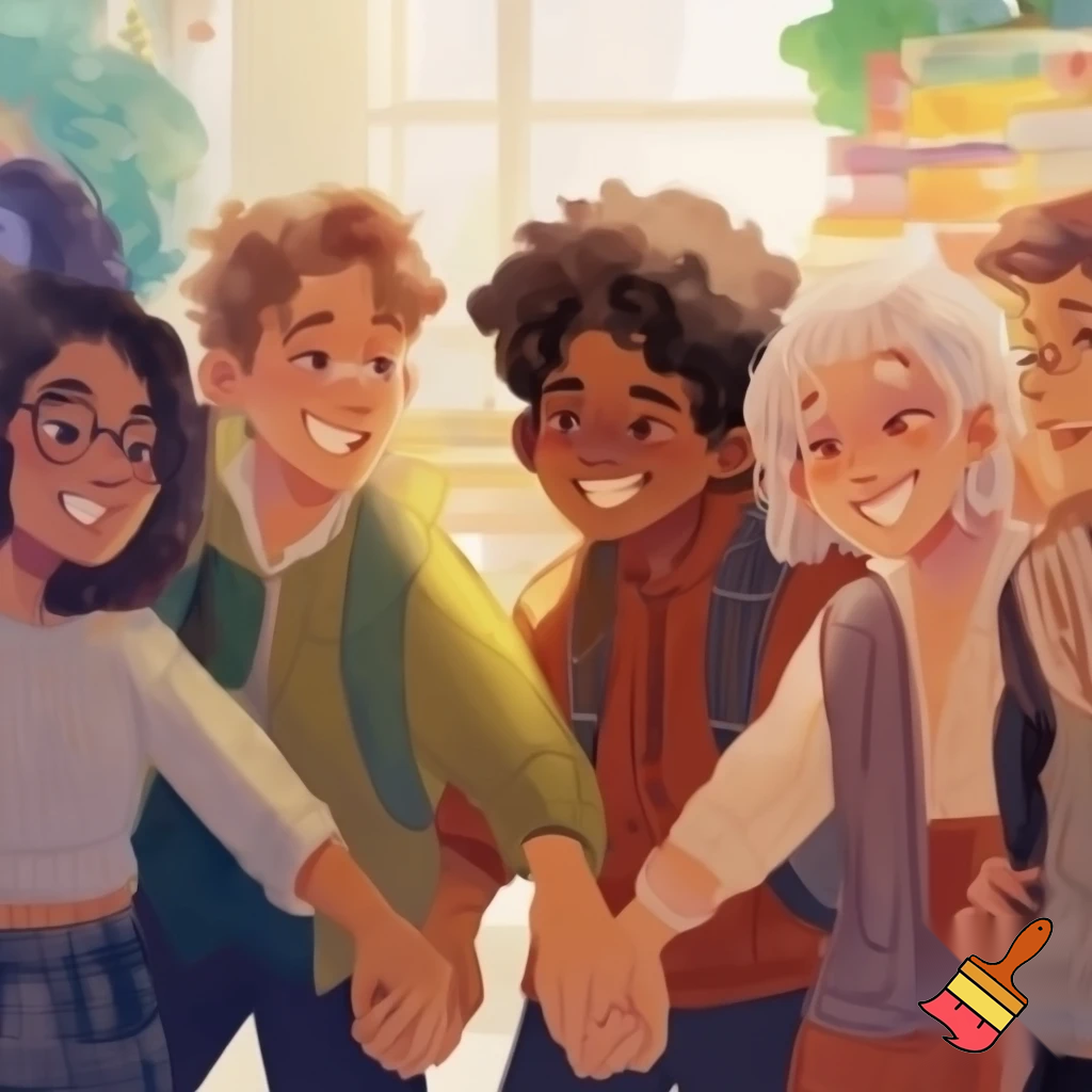 students from ethnic diverse backgrounds holding hands 