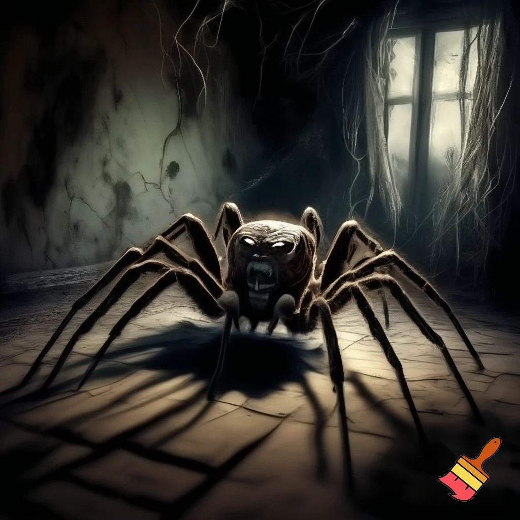 an spider that is in a scary room