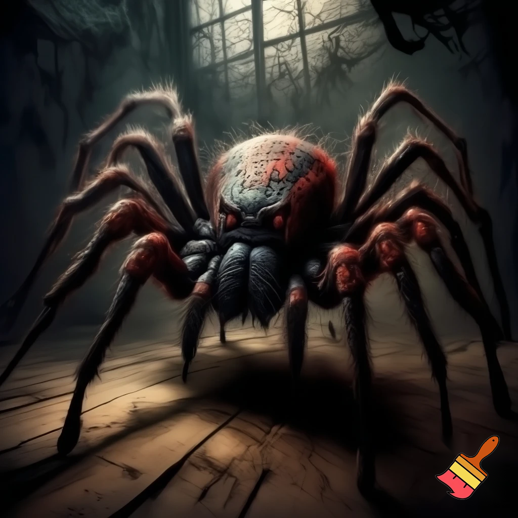 an big spider in a small room above to die