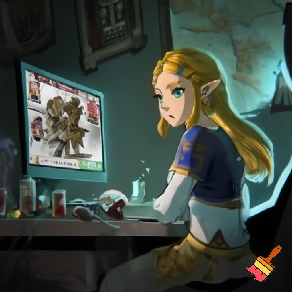 Zelda playing five nights at Freddy's pizzeria simulator. She is at her desktop playing the game