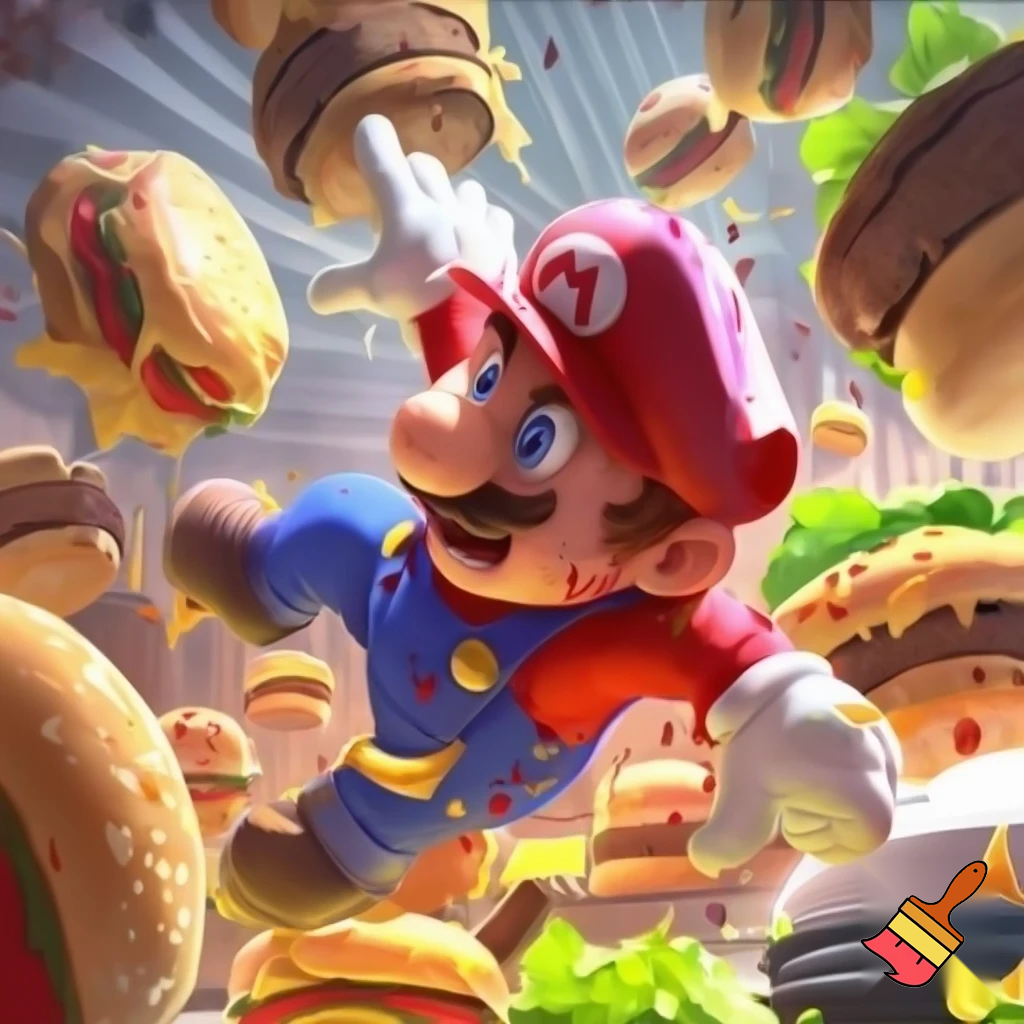 Mario in the hamburger disaster