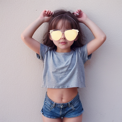 little girl in short shorts and crop top