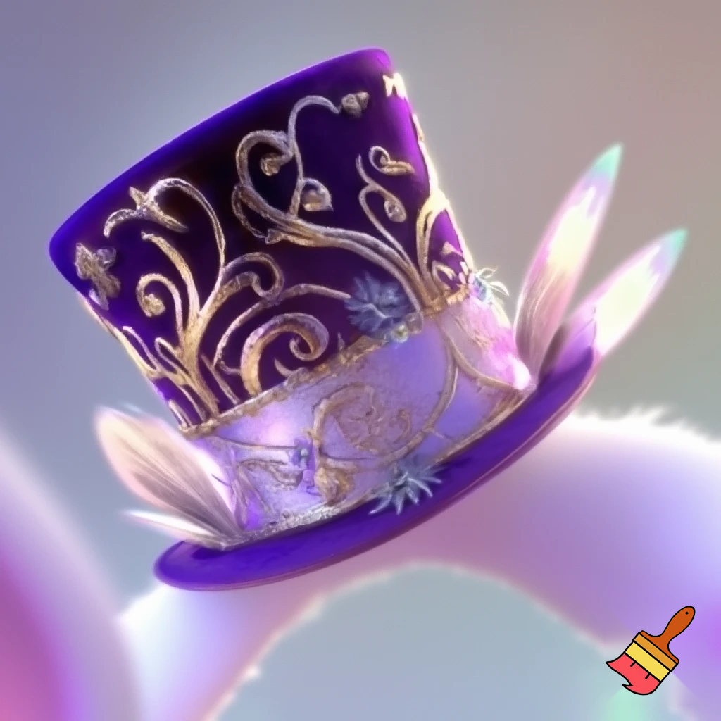 Easter bunny top hat headband, purple and white gold and silver top hat black purple dark purple special hat in delicate purple white, purple and white gold golden silver patterns Easter top hat