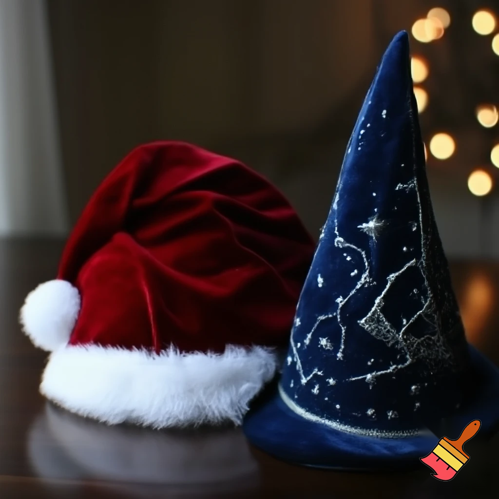 Christmas wizard hat written and velvet Santa Claus hat