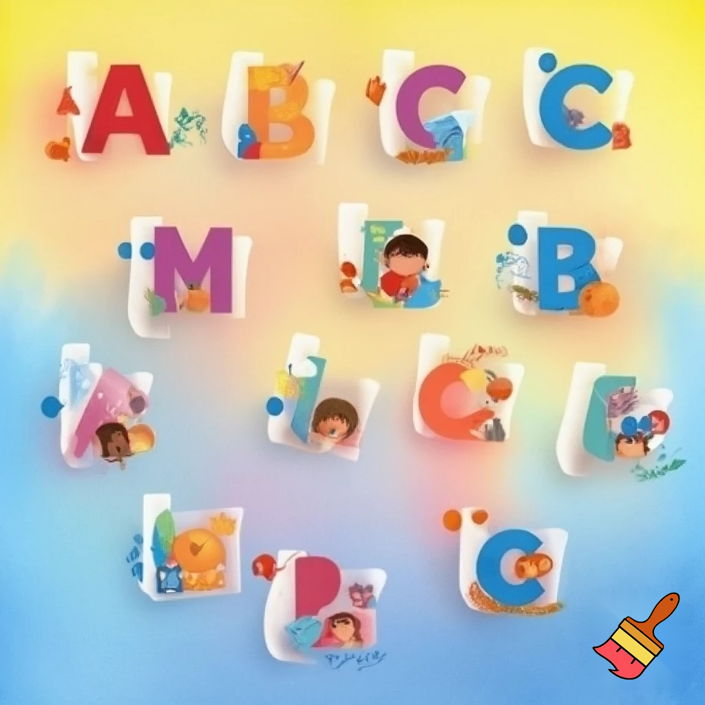 an alphabet poster with letters and pictures