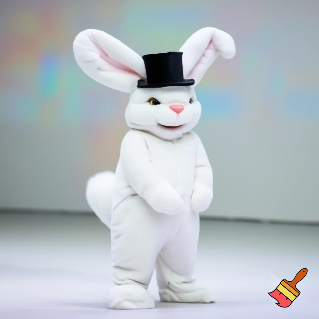Easter bunny mascot costume top hat mascot costume white