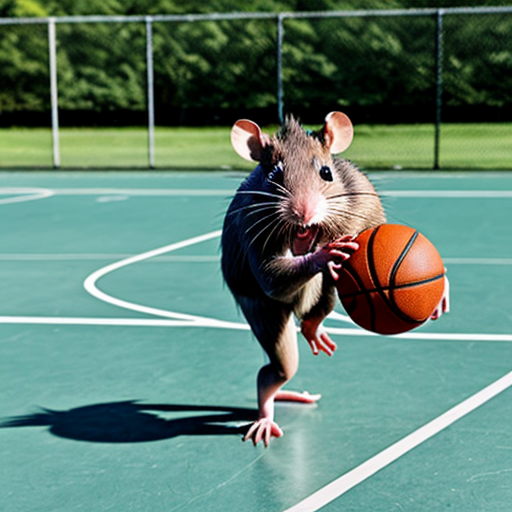 a rat playing basketball
