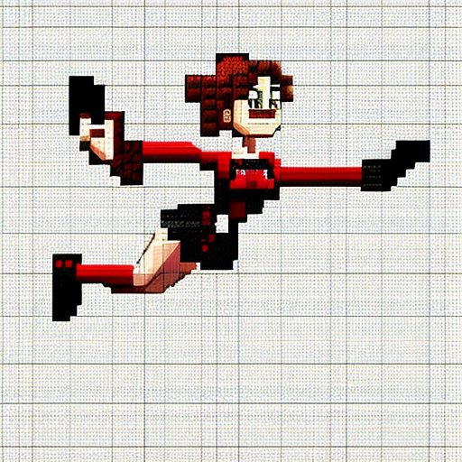 Sprite sheet, female, flying, sideway view, art pixel, 8-bit