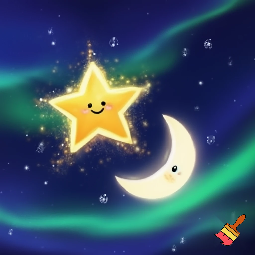 Star and the moon christmas cartoon