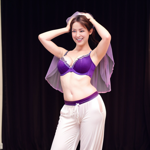 90's disney's 2d aladdin style comic black background and panels of panel 1 juri han barefoot with white harem pants and pink and purple bra with both hand palms place together and hiding the bottom of her mouth with a purple veil wrapped around her arms and attached to her head. 
panel 2 she danced with white harem pants barefoot with purple and pink bra and purple veil wrapped around her arms and shoulders and raising legs and bounced up and down her belly and shook her hips left and right. 
panel 3 as juri han barefoot with white harem pants and pink and purple bra spreading her arms, happily revealing her face to the viewer and giving a smile as she turns around shook her butt left and right. 
Panel 4 juri han barefoot with white harem pants and pink and purple bra started to fading away , except her belly, which is bouncing around. 
Panel 5 then the ball transforms into the fading in belly of brown haired chun li with brown harem pants and blue bra and white curved slippers and blue veil wrapped around her arms and shoulders with her swaying her hips. 
Panel 6 brown haired chun li with brown harem pants, blue bra and white curved slippers and blue veil wrapped around her arms and shoulders and with her hand palms place together between her chest and she gives a smile and winking her left eye. 