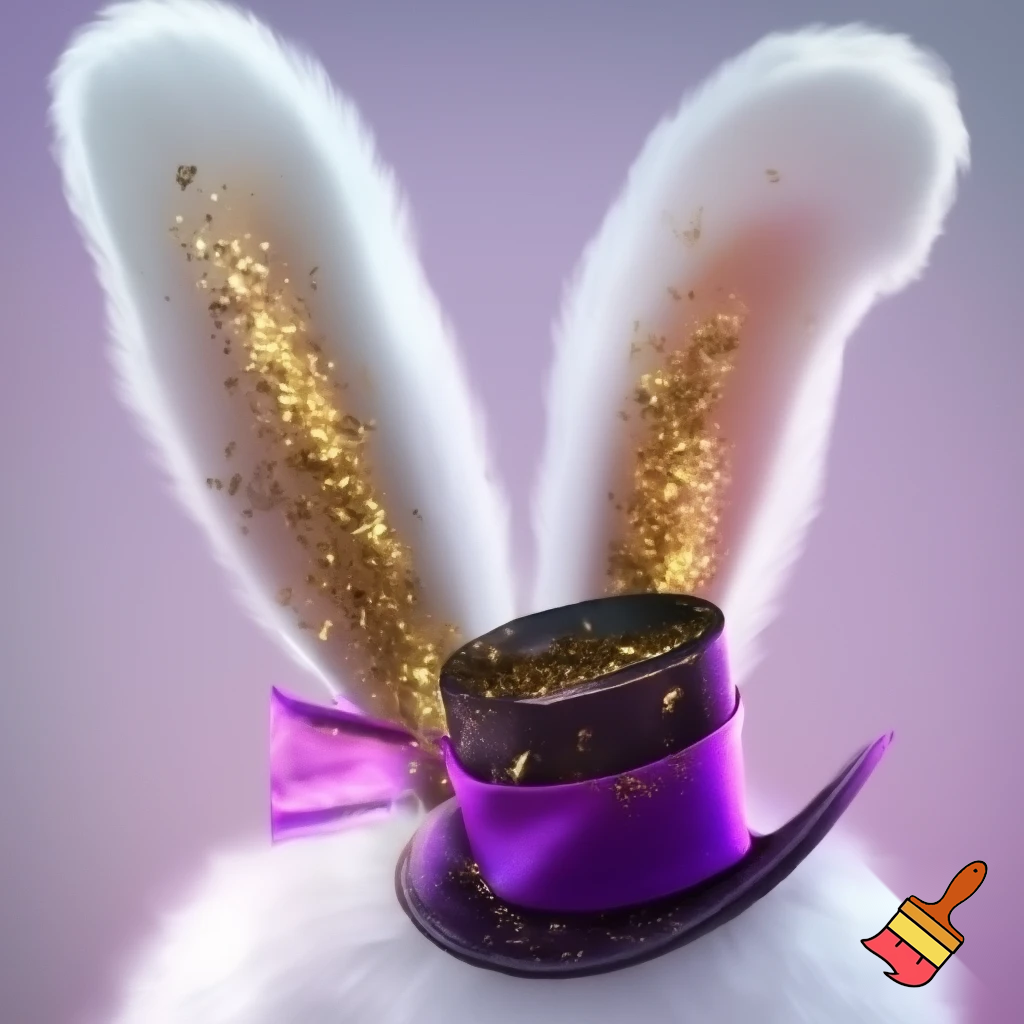 Easter bunny headband, top hat, purple and white with glitter gold glitter