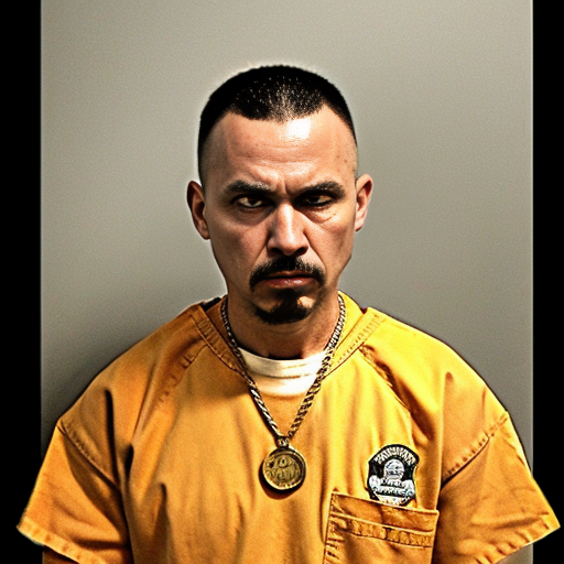  rat, evil, sinister, wearing prison outfit, mugshot style, no human, 
gold chain
