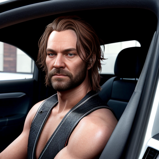 Blaidd from Elden Ring driving a Geo Metro convertible 