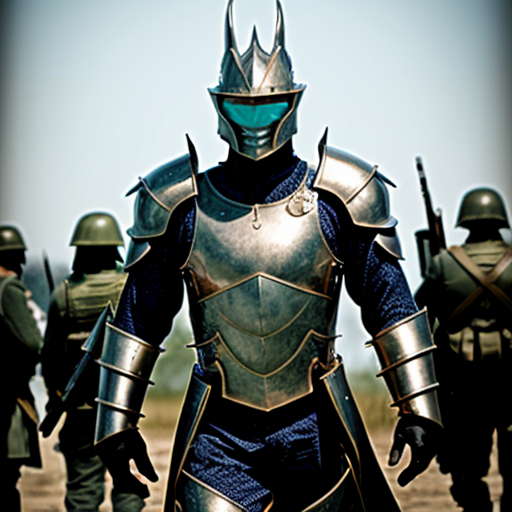 A man in fancy dragon armor suit in the battlefield