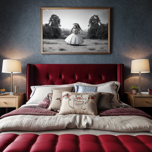 Alice in Wonderland themed adult bedroom