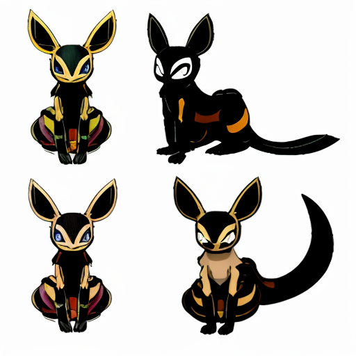 create an image, of different sketch poses for Umbreon
