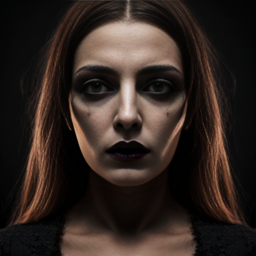 Dark Gothic Branched Woman Face with Fantastic Animals 4K High Definition Image 