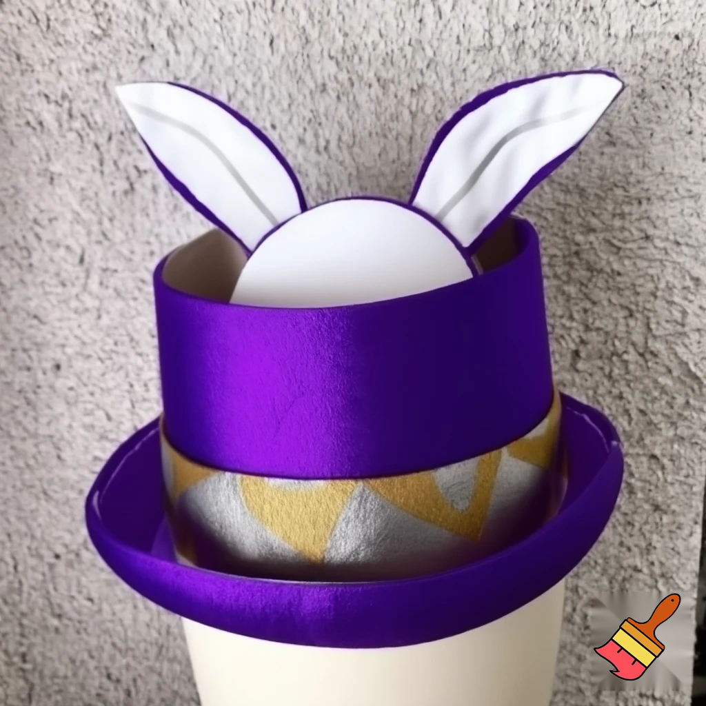 Easter bunny top hat headband, purple and white gold and silver top hat black purple dark purple special hat in delicate purple white, purple and fabric fabric and velvet white gold golden silver patterns Easter top hat