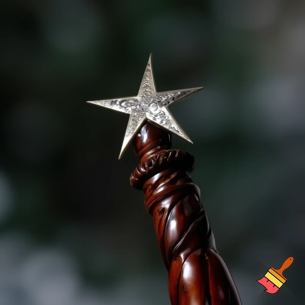 Russian Santa Claus walking stick with a star