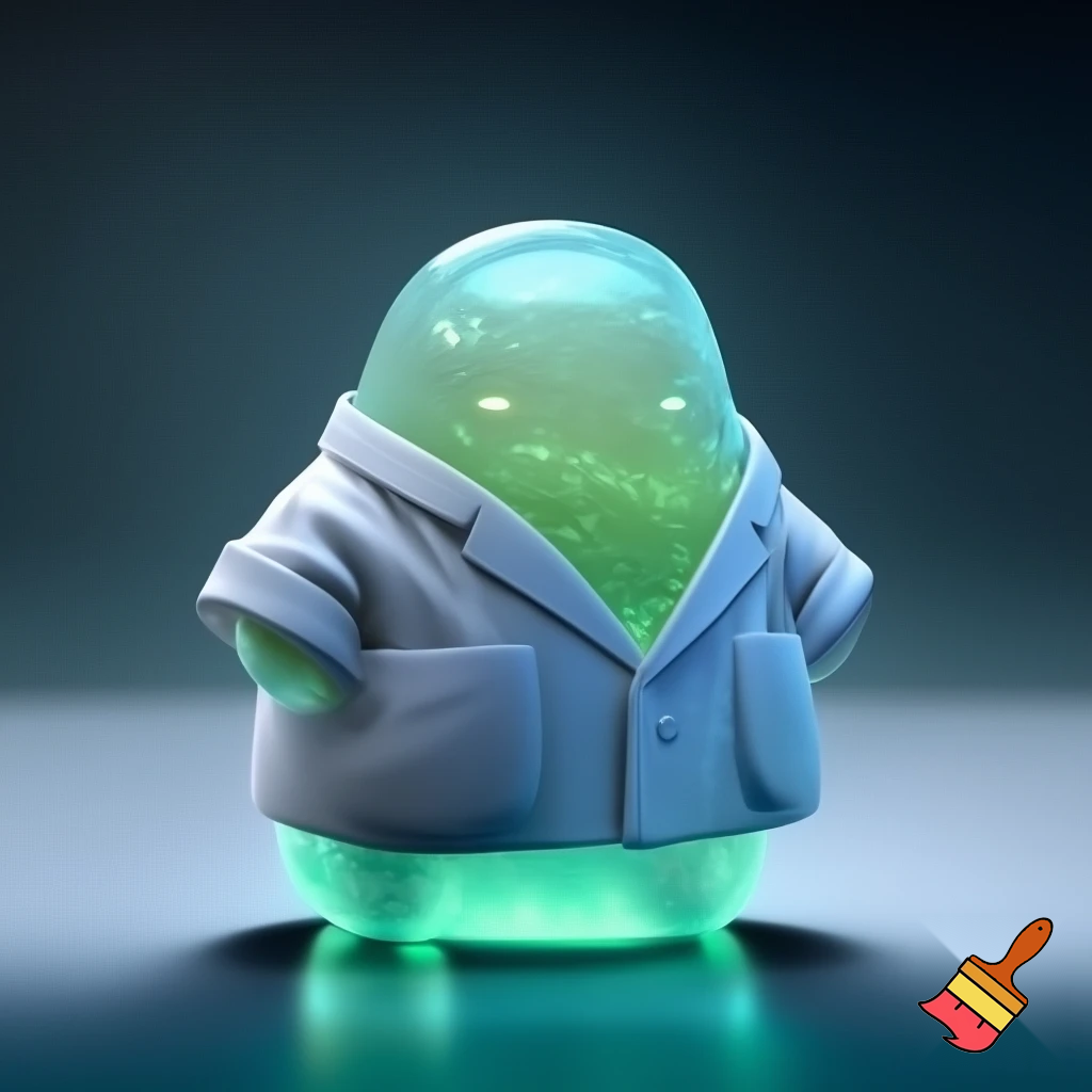Humanoid slime wearing a doctor's coat