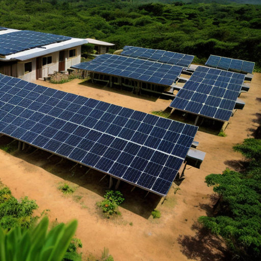 rain forest village with solar panels 