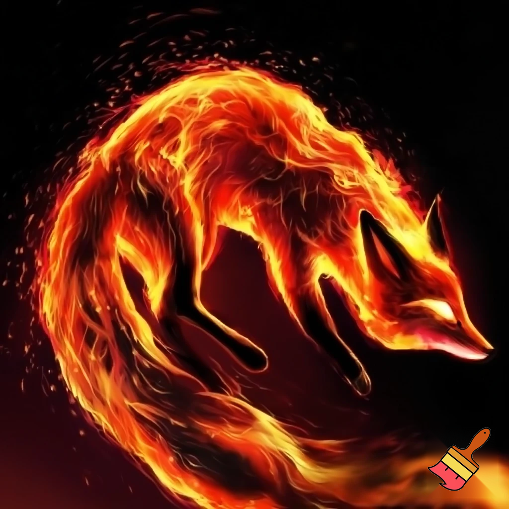 en ræv lavet af ild