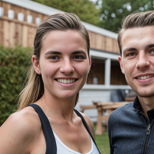 Goretzka and Vanessa at the backyard 