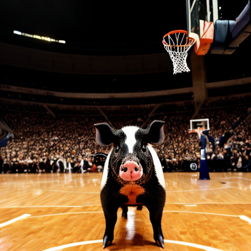 67 guinia pig with lightning with lebron james dunking a basket ball