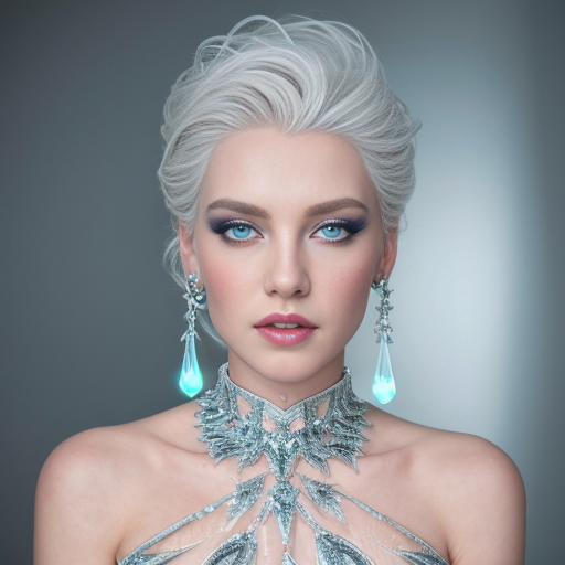 4. Дама Бубен (Diamonds) — «Ледяная Сирена» / «Icy Siren»
Main subject: the same person from the uploaded photo. Preserve face, identity, proportions, and likeness. No changes.
The person is styled as an “Ice Queen” character:
– Diamond white, ice blue, silver, crystal clear, frosty lavender tones
– Icy chiffon, faux ice fur, crystal mesh, crushed mirror embellishments
– Glass-like accessories, clear crystals, holographic film accents
– Ethereal, fragile, yet sharp couture aesthetic.
Accessories:
Delicate silver snowflake jewelry, hair pins with clear droplets.
Makeup:
Frosty white and pale blue eyeshadow, diamond glitter tears.
Icy highlighter, pale glossy lips.
Pose & Expression:
Ethereal, distant, mesmerizingly calm.
Graceful, fluid pose, as if floating in arctic waters.
Card corners: Q ♦