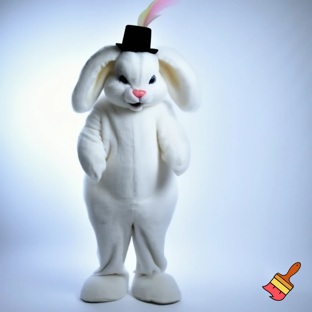 Easter bunny mascot costume top hat special and delicate