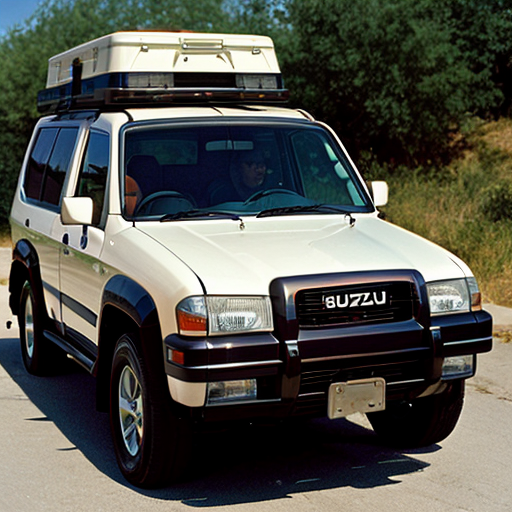 2002 Isuzu trooper with machine gun on top 
