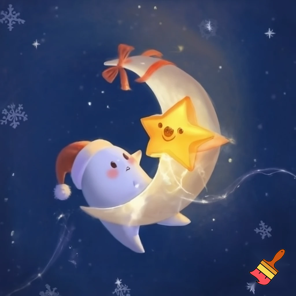 Star and the moon christmas cartoon