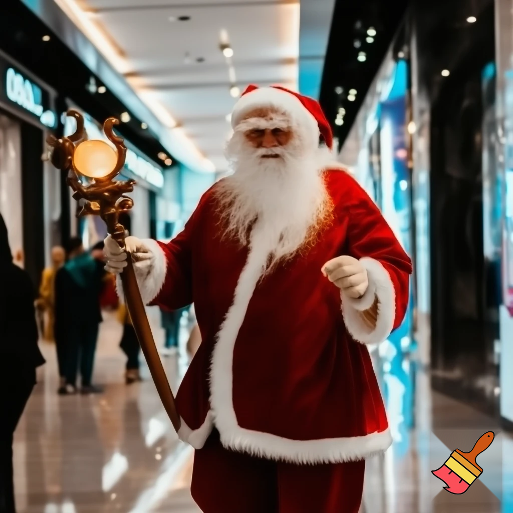 Santa Claus magic walking stick staff Russia shopping Centre