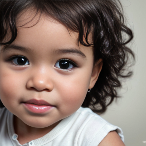 create a one year old black girl with dark brown curly hair 