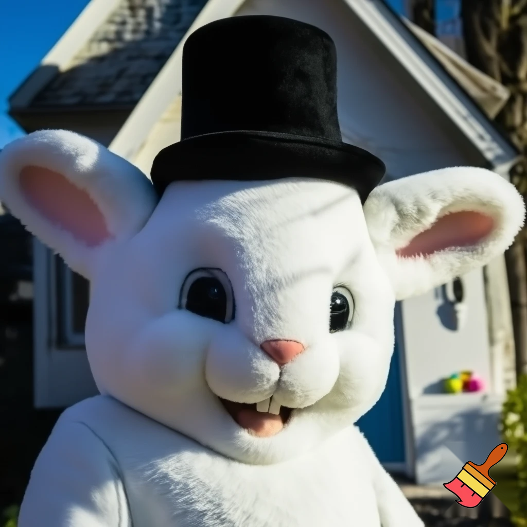 Easter bunny mascot costume top hat Easter only sells house