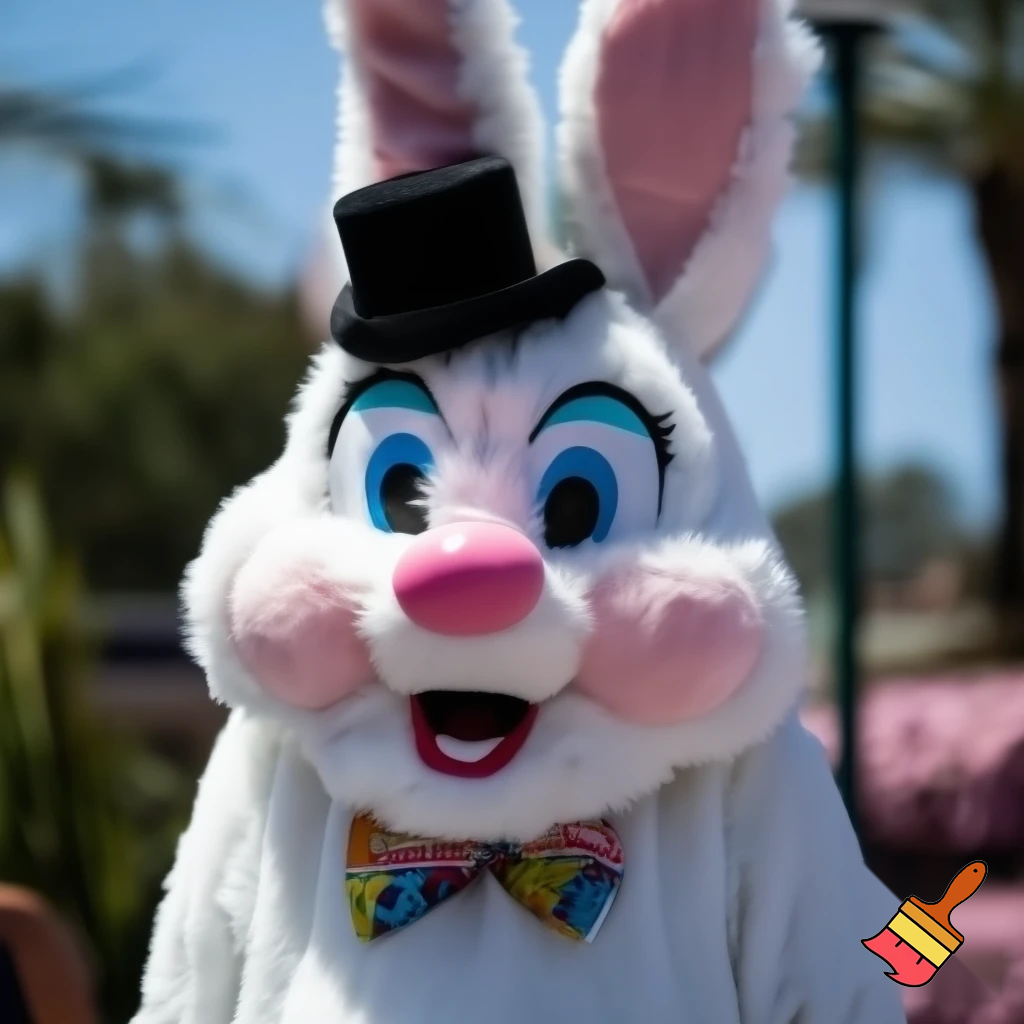 Easter bunny mascot Disneyland costume with the top hat Australia