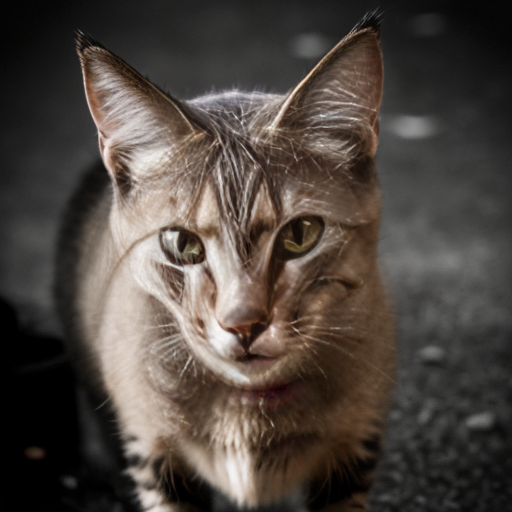 evil, sinister stare with scary smirk mugshot backround scary Feral cat