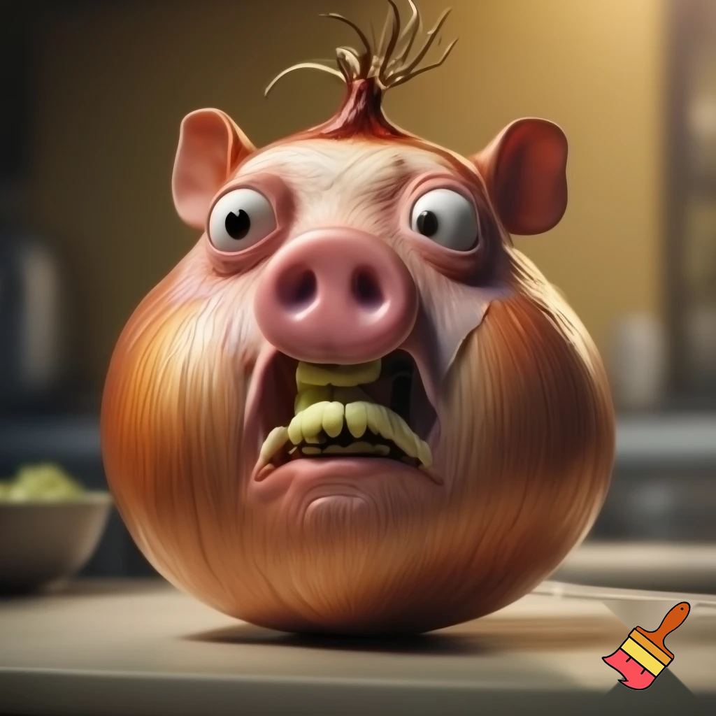 john pork eating a oinion
