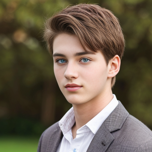 A young man with green eyes and so cute and handsome and brown hair 