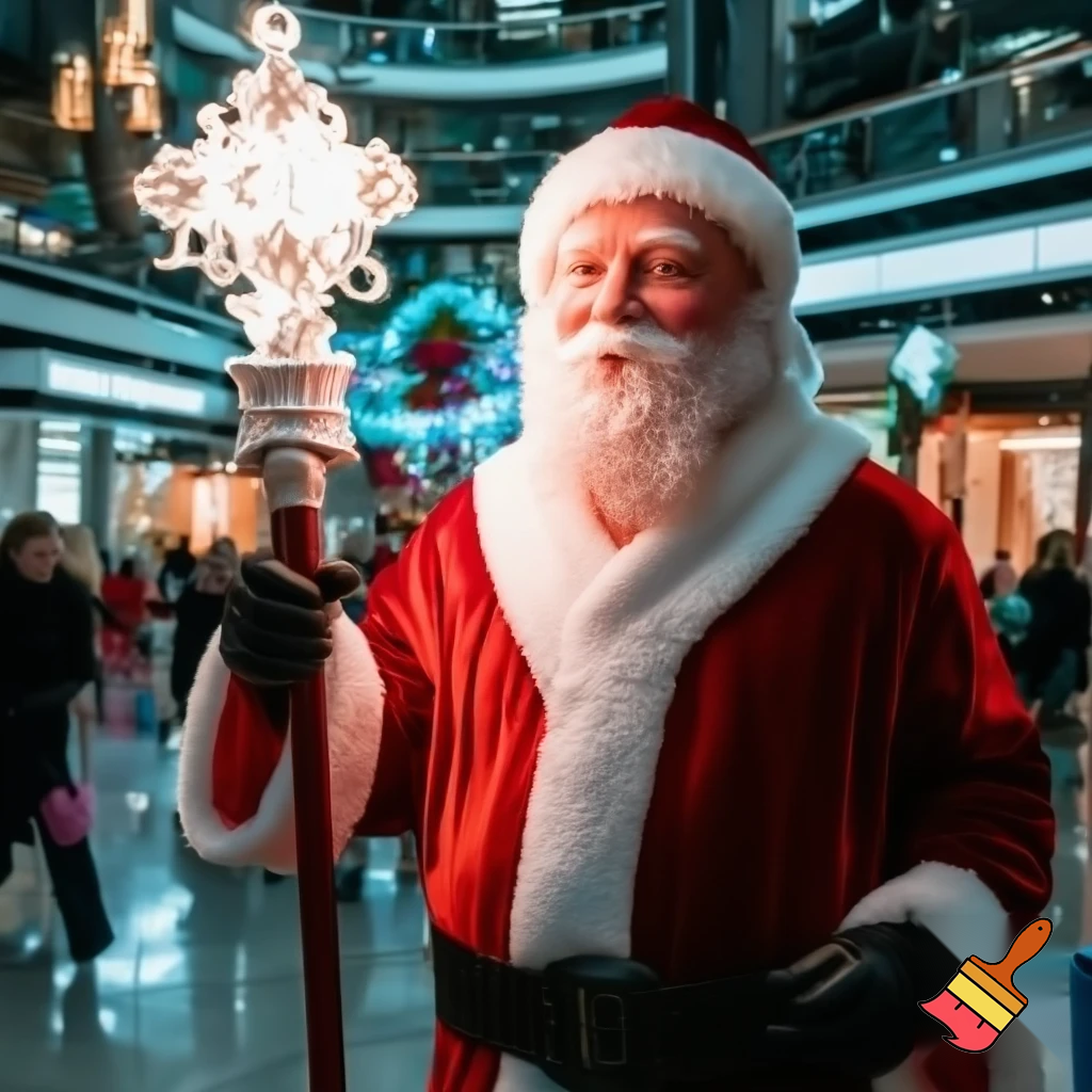 Santa Claus magic walking stick staff Russia shopping Centre
