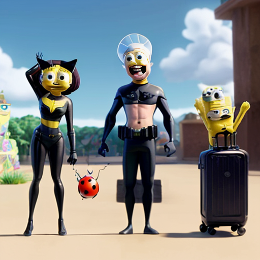 Miraculous moving to kids click (Spongebob, Patrick, and Sandy Wishing Ladybug and Cat Noir a good luck!), (Spongebob: Good Luck you miraculous duo!)