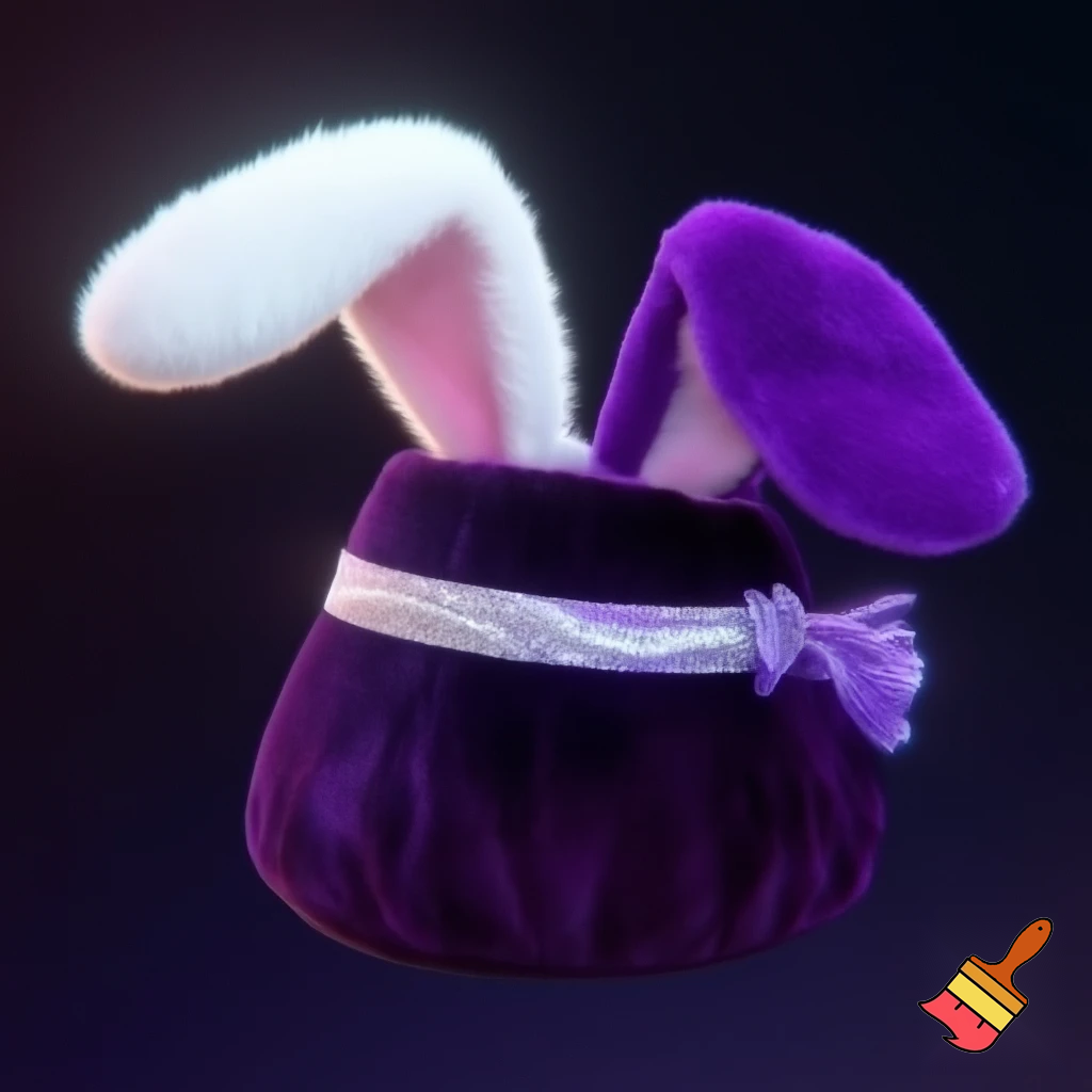 Black top hat with bunny ears velvet white and purple purple and white headband fabric and velvet glitter, purple and pink special present true special and delicate velvet white purple Easter bunny is bunny top hat velvet?