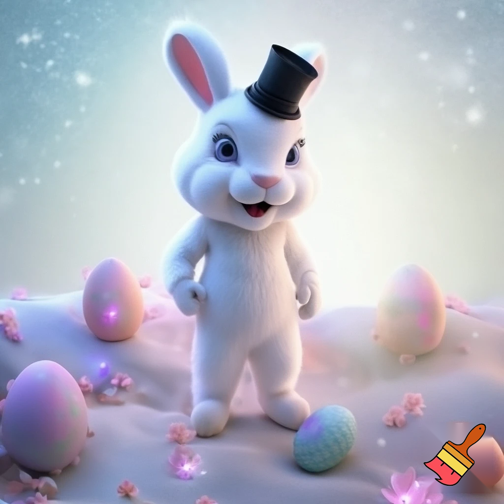  Easter bunny mascot costume top hat special land special in delicate