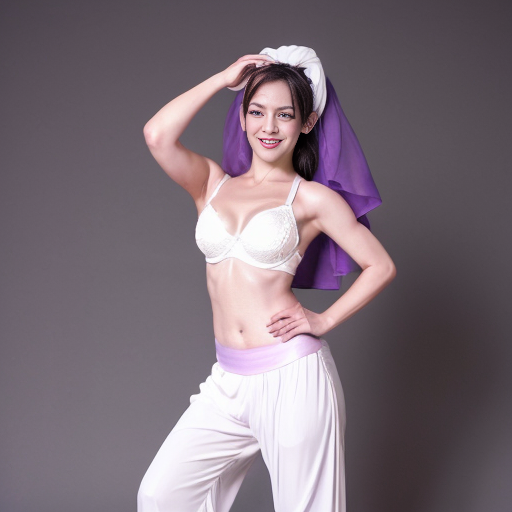 90's disney's 2d aladdin style comic black background and panels of panel 1 juri han barefoot with white harem pants and pink and purple bra with both hand palms place together and hiding the bottom of her mouth with a purple veil wrapped around her arms and attached to her head. 
panel 2 she danced with white harem pants barefoot with purple and pink bra and purple veil wrapped around her arms and shoulders and raising legs and bounced up and down her belly and shook her hips left and right. 
panel 3 as juri han barefoot with white harem pants and pink and purple bra spreading her arms, happily revealing her face to the viewer and giving a smile as she turns around shook her butt left and right. 
Panel 4 juri han barefoot with white harem pants and pink and purple bra started to fading away , except her belly, which is bouncing around. 
Panel 5 then the ball transforms into the fading in belly of brown haired chun li with brown harem pants and blue bra and white curved slippers and blue veil wrapped around her arms and shoulders with her swaying her hips. 
Panel 6 brown haired chun li with brown harem pants, blue bra and white curved slippers and blue veil wrapped around her arms and shoulders and with her hand palms place together between her chest and she gives a smile and winking her left eye. 