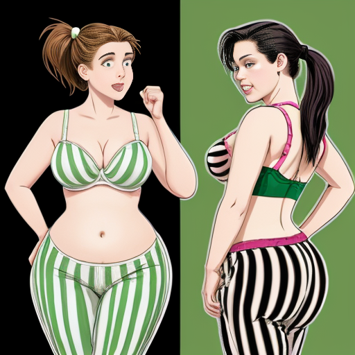 90's disney's 2d aladdin style comic black background and panels of 
Panel 1 a curvy figure two headed woman with brown hair and black striped haired ponytail and with green skin barefoot with green and white striped harem pants and pink and white striped bra marching towards viewer. 
Panel 2 then the curvy figure two headed woman with brown hair  black striped haired ponytail and with green skin barefoot with green and white striped harem pants and pink and white striped bra both looked at each other while marching towards.
Panel 3 then curvy figure two headed woman with brown black striped haired ponytail and with green skin barefoot with green and white striped harem pants and pink and white striped bra looked at viewer. 
Panel 4 then the curvy figure two headed woman with  brown hair and l black striped haired ponytail and with green skin barefoot with green and white striped harem pants and pink and white striped bra kissed the viewer while marching. 
Panel 5 then the curvy figure two headed woman with brown hair black striped haired ponytail and with green skin barefoot with green and white striped harem pants and pink and white striped bra turns around and turns around and revealing to the viewer a yellow triangle shaped stitch patch was on the middle of her butt of her green and white striped harem pants. 
Panel 6 then curvy figure two headed woman with brown hair and black striped haired ponytail and with green skin barefoot with green and white striped harem pants and pink and white striped bra shakes her butt with the yellow triangle shaped Stitch patch on her big butt.