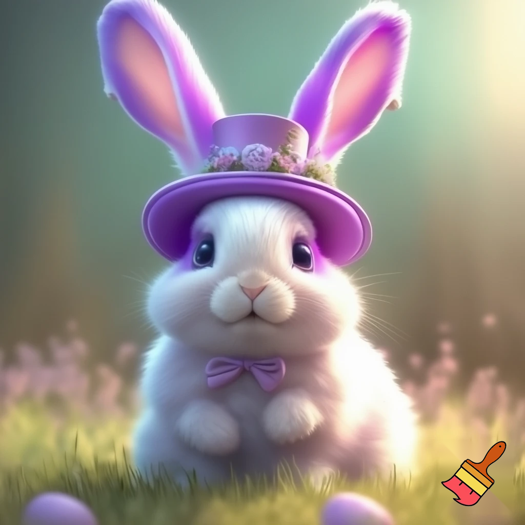 Easter bunny top her hat headband, purple and white Easter bunny ears