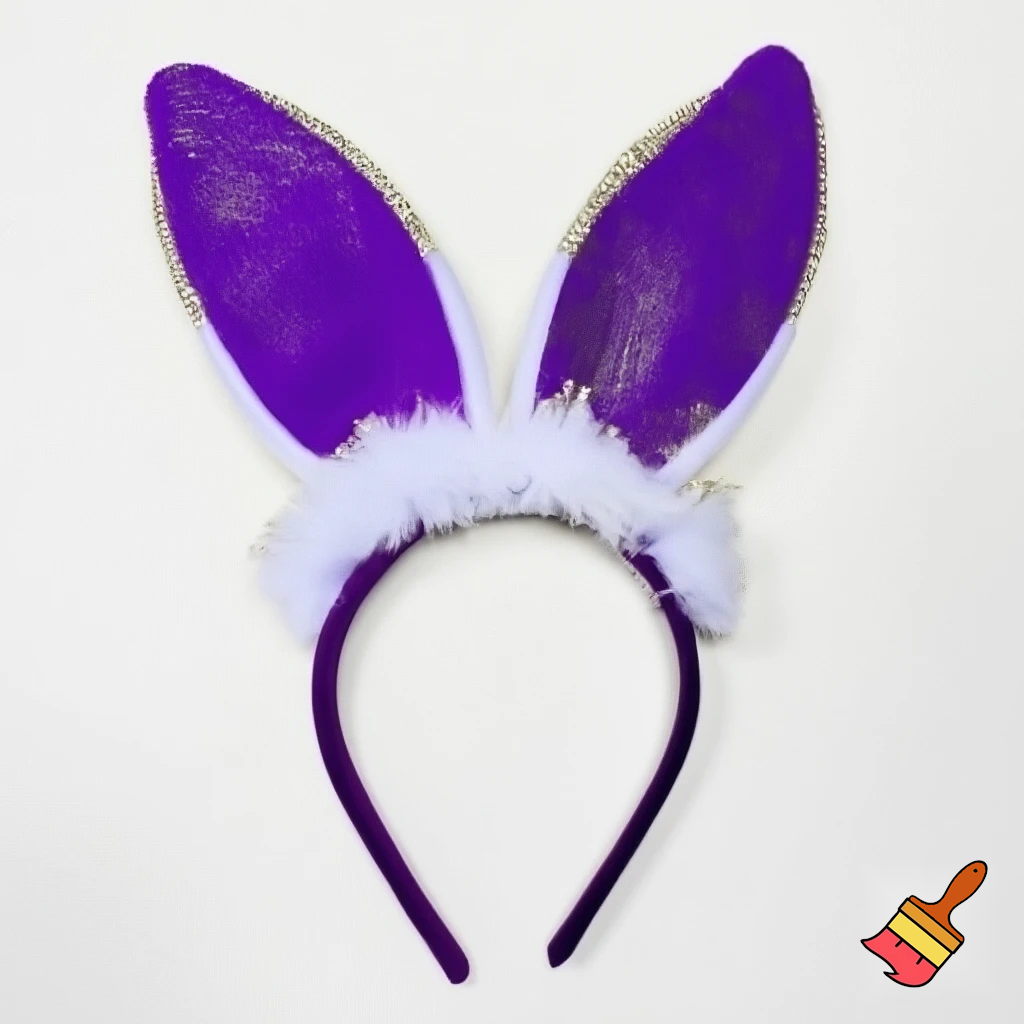Special top hat headband Easter headband with rabbit, ears, purple and white purple and white with glitter velvet golden purple and white with glitter silver
