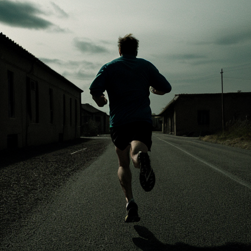 A man running towards the dark 