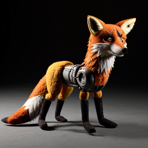 Un zorro animatronico con pelo a dos patas
